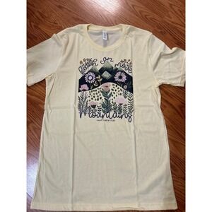 Bella Canvas Faith Over Mountains Graphic T-Shirt‎ Womens Size M, New, Yellow